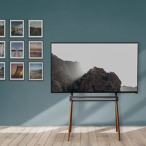 VIVO Artistic Easel 49 to 70 inch LED LCD Screen, Studio TV Display Stand with RGB Lighting, Adjustable TV Mount with 4 Wooden Legs, STAND-TV70D