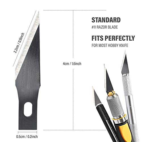 EHDIS Precision Craft Knife Blades 11# Refill Art Blades Cutting Tool With Storage Case for Hobby, Scrapbooking, Stencil (50)