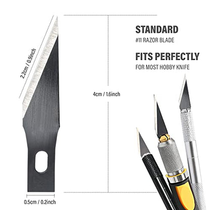 EHDIS Precision Craft Knife Blades 11# Refill Art Blades Cutting Tool With Storage Case for Hobby, Scrapbooking, Stencil (50)