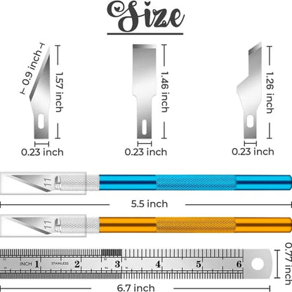 DIYSELF Exacto Knife Set, 2 Pack Craft Hobby Knife with 40 Spare Blades - color: Gold-blue