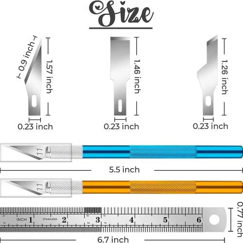 DIYSELF Exacto Knife Set, 2 Pack Craft Hobby Knife with 40 Spare Blades - color: Gold-blue