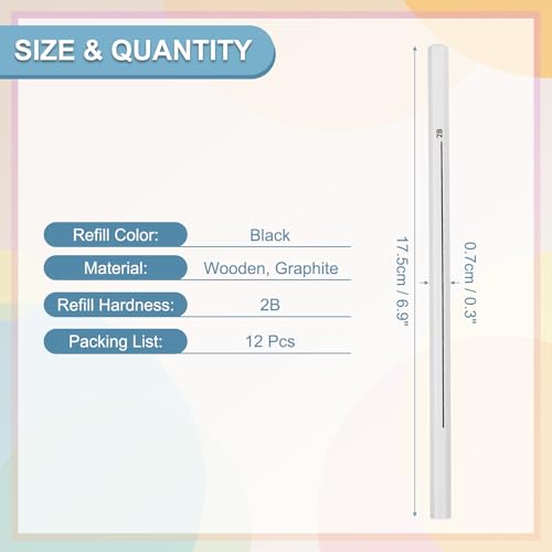 PATIKIL 2B Graphite Pencils for Drawing, 12Pcs Sketching Pencils Wood Supplies Set Break-Resistant Lead with Built-in Sharpening Area for Painting Sketching Artist Design - style: 2B
