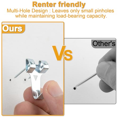 303Pcs Picture Hanging Kit, Picture Hangers Assorted Kit with Heavy Duty Wall Hooks, Sawtooth, Picture Wire, D Rings, Hardware Nails, Eye Hooks, Silver Heavy Duty Frame Hooks - size: Silver
