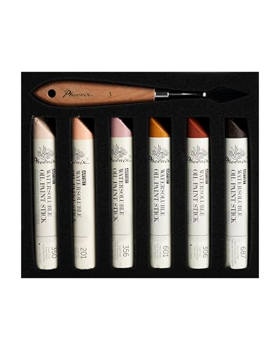 PHOENIX Skin Tone Oil Paint Stick - Set of 6 Flesh Tint 37ml Large Soft Water Soluable Oil Pastels for Artists - color: 6 Skin Tones