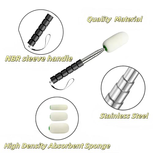 42" Sponge on a Stick for Pottery, 3 Detachable Sponge Heads, Telescoping Ceramic Tool for Removing Water & Shaping Tall/Narrow Vessels, Black Artist Pottery Tool (1 Stick) - color: 1 Black
