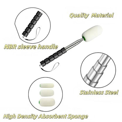 42" Sponge on a Stick for Pottery, 3 Detachable Sponge Heads, Telescoping Ceramic Tool for Removing Water & Shaping Tall/Narrow Vessels, Black Artist Pottery Tool (1 Stick) - color: 1 Black