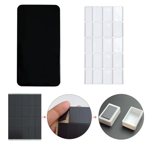Watercolor Tin Palette with 20Pcs Empty Full Pans, Magnetic Squares | Lightweight Paint Tray Palettes, With 3ml Pans and 3M Magnetic Squares, DIY Art Palettes, Paint Holder, Painting Palette - color: Black, size: Pack of 20 Full Pans