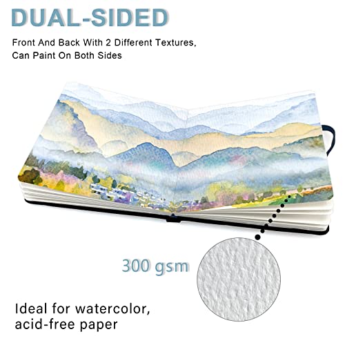 5x5" Watercolor Sketchbook,Mixed Media Pad,Travel Portable Drawing Journal | 140LB/300gsm 20Sheets/40Pages Watercolor Paper,Cold Press,Cloth Fabric Hardcover,Sewing Binding,Lay-Flat.Bird - color: 300gsm-Bird