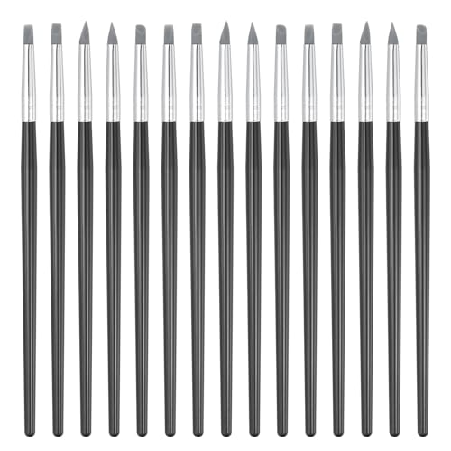 PATIKIL Silicone Clay Sculpting Tool, 15 Pcs Clay Shaping Tool Soft Rubber Modeling Dotting Tool for Pottery Clay Craft Painting Nail Rock, Black/Grey (5mm) - color: Black/Grey, size: 5mm