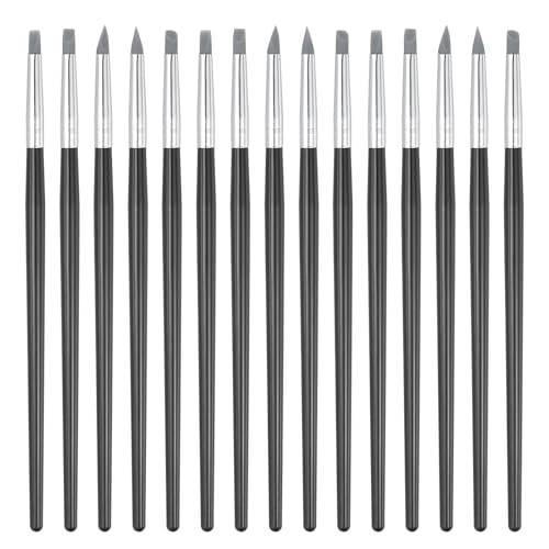 PATIKIL Silicone Clay Sculpting Tool, 15 Pcs Clay Shaping Tool Soft Rubber Modeling Dotting Tool for Pottery Clay Craft Painting Nail Rock, Black/Grey (5mm) - color: Black/Grey, size: 5mm