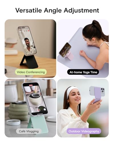 MOFT Phone Stand, Magnetic Phone Tripod Stand Stain-Resistant MOVAS Leather & Angle Adjustment & Strong Magnets Tripod for iPhone 17/16/15/14/13/12 (Included Metal Ring)-Blush - color: Blush, size: Without Card Slot