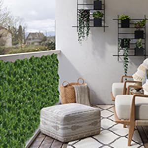 Artificial Ivy Privacy Fence Screen, Artificial Faux Ivy Hedge, Expandable Faux Privacy Fence with 80 pcs Zip Ties Decoration,59x98.4 inch,Color Printing Turtle Back Pattern Leaf