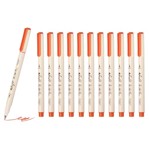PATIKIL Fineliner Colored Pens, 12 Pcs Orange Felt Brush Tip Fineliner Marker Waterproof Ink Watercolor Coloring Book Art Supplies Set for Artist Journaling Scrapbooking - color: Orange