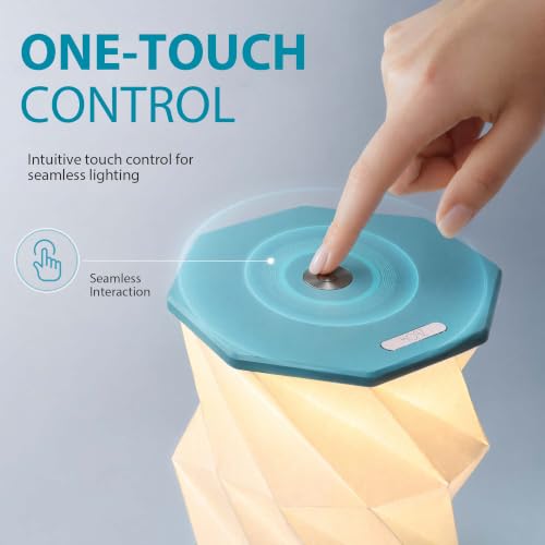 Portable Foldable Table Lamp, Japanese Gift, Paper Lantern Lights | Touch Control Dimmable Lamp with 3 Adjustable Heights, Rechargeable Warm Light, Travel Gifts for Women Men Couples (Blue) - color: Blue