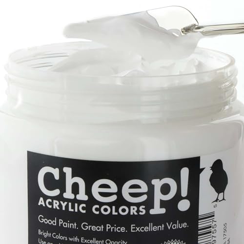 Cheep! Acrylic Paints, 16.9 oz. Jar - Titanium White, Perfect for Artists - Quality Acrylic Paint Heavy Body Paint Artist and Student - color: Titanium White, 16.9-ounce