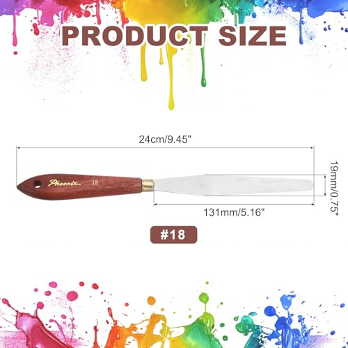 MECCANIXITY Pack of 1 Palette Knife No.18, 9.4" Long Palette Knives with Stainless Steel Flexible Spatula Pallet Knife and Wood Handle for Scraping, Mixing, Oil Acrylic Painting Canvas - style: No.18