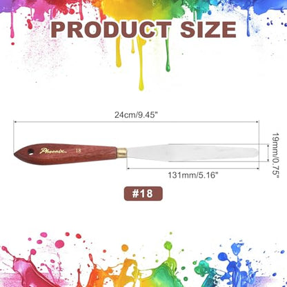 MECCANIXITY Pack of 1 Palette Knife No.18, 9.4" Long Palette Knives with Stainless Steel Flexible Spatula Pallet Knife and Wood Handle for Scraping, Mixing, Oil Acrylic Painting Canvas - style: No.18