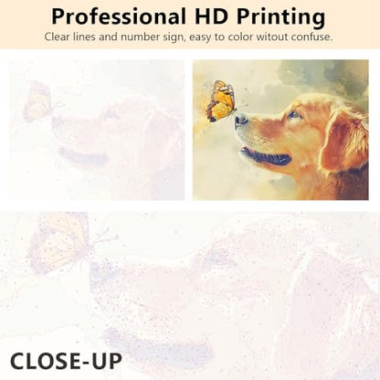 TUMOVO Paint by Numbers Kit for Adults Golden Retriever Dog Painting | Pet DIY Canvas Art Kit, Animal Painting by Numbers for Beginners, Relaxing Offline Hobby, Easy Numbered Guide, 16x20 Inch - color: Dog