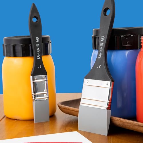 Falling in Art 2Pcs Silicone Paint Brush Set, Flat Shaped Painting Tool - size: 1''&2''