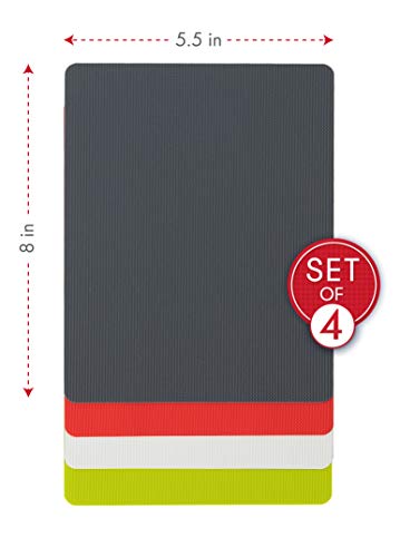 Dexas Heavy Duty Cutting Board Grippmat, Flexible Cutting Boards for Kitchen, Set of 4, Non Slip Plastic Board Cutting Mat 5.5 by 8 Inches Gray, Red, White and Green Set, Kitchen Gadgets - color: Gray/ Red/ White/ Green, size: 5.5 x 8 inches