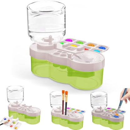 Upgraded Paint Brush Cleaner Tool,Brush Rinser Cup Painting Running Water Circulation Art Supplies for Acrylic,Watercolor and Water Based Creative Gift for Adult Artist Beginner and Painter - color: Green