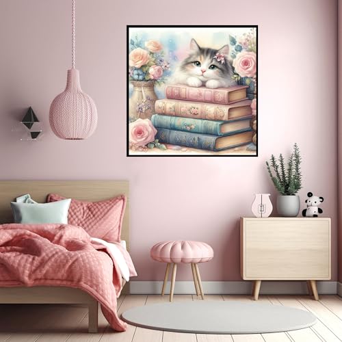 Diamond Art Kits for Adults,Cat Book Diamond Painting Kits for Beginner - color: Cat Book