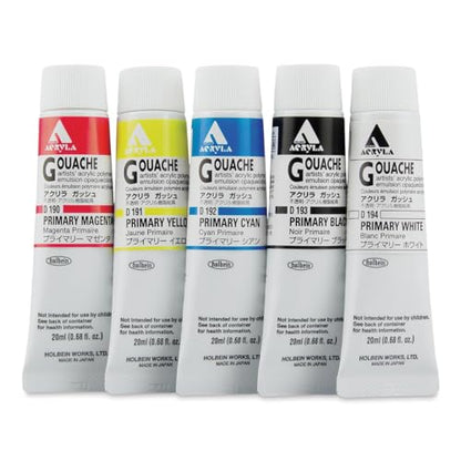 Holbein Acryla Gouache 20ml Primary Mixing Colors Set of 5