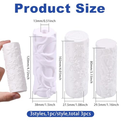 CONCHLERY 3Pcs 3Styles Polymer Clay Texture Roller Plastic Floral Embossed Pattern Handle Clay Texture Roller Pottery Tools for Pottery & Crafting Mixed Shapes White - color: White