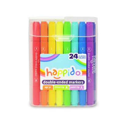 International Arrivals Happido Double-Sided Markers for Kids, Set of 24 - style: 24 Count - Double Ended