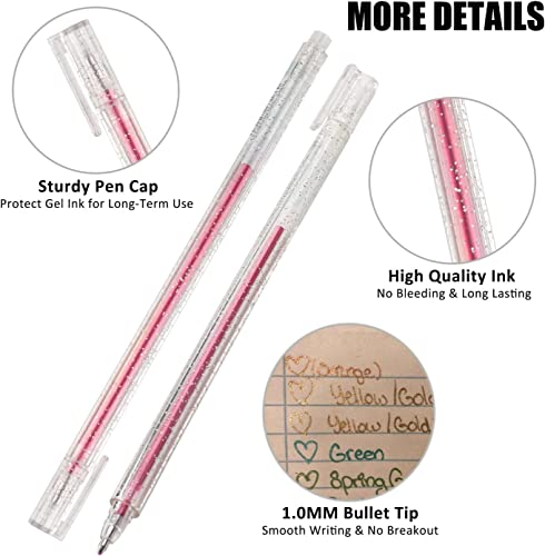 SMOOTHERPRO 3 Pcs White Gel Pens and 18 Colors Glitter Gel Pens