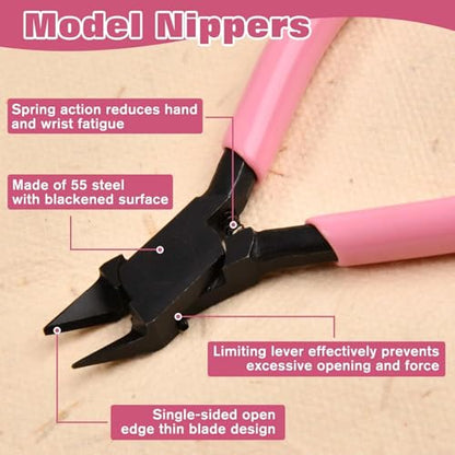 SPEEDWOX 4.3-inch Model Nippers Model Tools for Advancers to Repair and Fix Plastic Models with Ultra-thin Single-edge Sprue Cutter for Plastic Model Building with Polishing Block, Protection Cap
