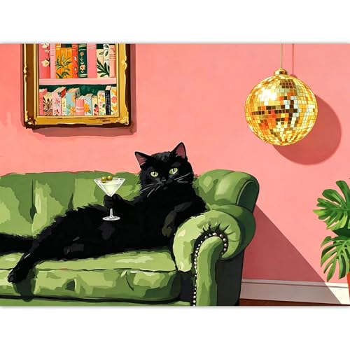 PHANTASYART Black Cat Paint by Numbers Kit for Adults 16x20inch - color: Black Cat, size: 16x20inch