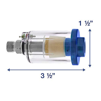 TCP Global Mini In-Line Air Filter (2 Pack) - Water & Oil Separator | With Drain Valve - Water Trap, Air Dryer, Removes Moisture, Dirt - Use on Compressor Hose, Pneumatic Tools, Paint Spray Guns