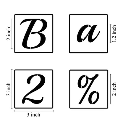 2 Inch Alphabet Letter Stencils for Painting - 70 Pack Letter and Number Stencil Templates with Signs for Painting on Wood, Reusable Cursive Letters Stencils for Chalkboard Wood Signs & Wall Art - size: 2 Inch