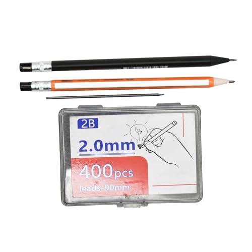 400 Pcs 2.0mm Mechanical Pencils Leads 2B Pencil Refills | 2.0mm Bold Thick Pencil Leads With 2 Sharpeners And 2 Tubes For Drafting Sketching Artist School Office Students Stationery ﻿