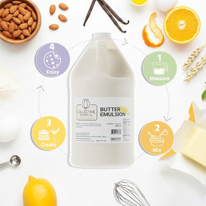 Collective Aromas Co. Butter Vanilla Emulsion for Baking, Concentrated Liquid Flavoring, Heat-Stable for Cakes, Cookies, Frosting & Desserts, 1 Gallon, Kosher, Made in USA - size: Butter Vanilla - 1 Gallon (128 fl oz)