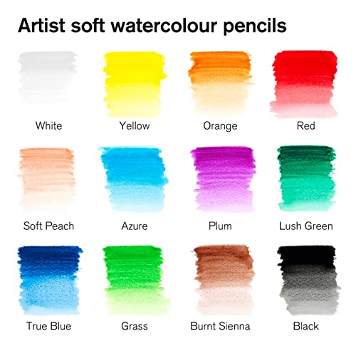 Winsor & Newton Studio Collection, Watercolor Pencils, Set of 12 | Highly pigmented, Wax-Based, Can be Used Wet/Dry, Add Water & Brush to Create Painterly Effects, Break-Resistant Points. - style: 12 Watercolor Pencils