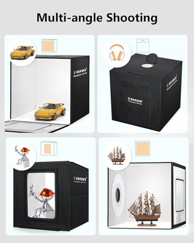 Light Box Photography 20" x 20", Large Portable Photo Studio Light Tent kit, Professional Dimmable Photo Booth with 216 LED Lights & 6 Backdrops for Jewelry and Food Items Product Photography - size: 20*20 inch
