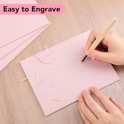 8 Pack Pale Pink Linoleum Blocks for Printmaking, 8 x 6 Inch | Soft Rubber, Easy To Carve, Works With Transfer Methods for Stamps, Cards, Prints, Beginners Or Pros - size: 8"x6"