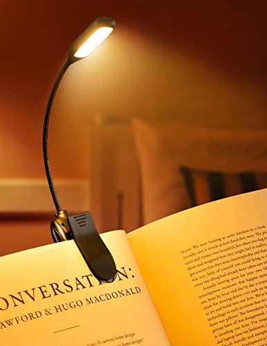 Monotremp Rechargeable Book Lights for Reading at Night, Clip-On 3 Colors - color: Black