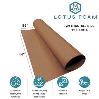 LotusFoam EVA Foam Sheet 3mm – 44"x 85" Craft Foam for Cosplay, Costumes & DIY, High Density 130 kg/m3, Heat Shapeable, Paintable, 35 Colors (Mocha) - Mocha - color: Mocha
