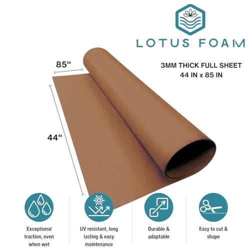 LotusFoam EVA Foam Sheet 3mm – 44"x 85" Craft Foam for Cosplay, Costumes & DIY, High Density 130 kg/m3, Heat Shapeable, Paintable, 35 Colors (Mocha) - Mocha - color: Mocha