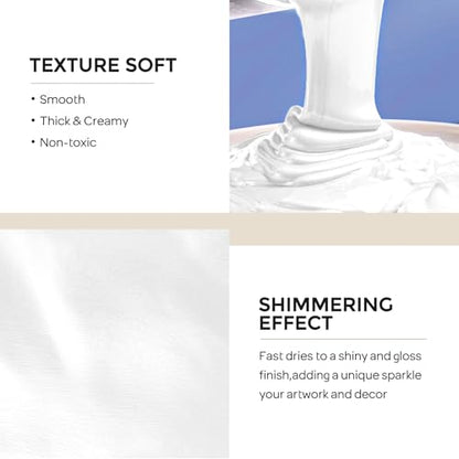 Nicpro Metallic Pearl White Acrylic Paint, 33.8oz/1000m Large Craft Paint | Non Toxic Non Fading Pearlescent White Paint for Metal Wood Clay Fabric Canvas Ceramic Furniture Handcraft Art Supplies - color: Pearl White, size: 33.8 Fl Oz (Pack of 1)