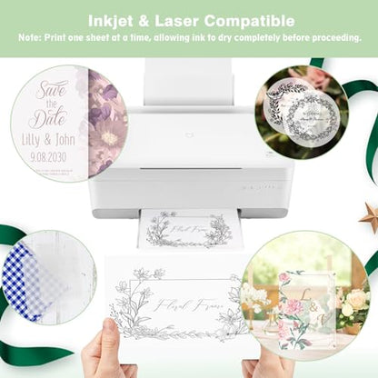 JAGERGREEN 50 Sheets 8.5x11 Inches Vellum Paper 100GSM | Thick Translucent Printable Vellum Sheets for Invitations, Tracing, Sketching & DIY Crafts - size: 50 PCS