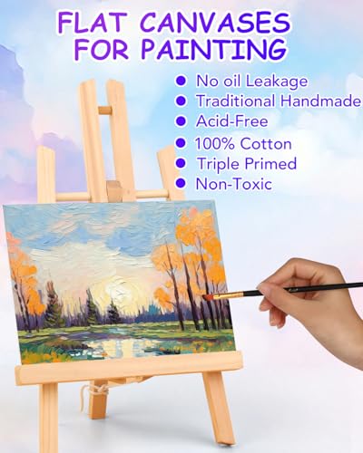 5x7 Inch Canvas Boards for Painting, 8 Pack Primed Acid-Free Blank Canvas Panels, Mini Canvas for Beginners & Artist, Small Canvases for Painting for Classroom and Painting Parties. - size: 5x7in