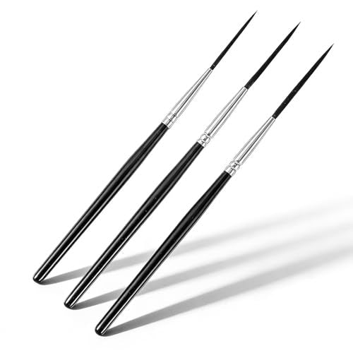 3 Pcs Script Pinstripe Brushes, Extra Long Fine Scroll Pinstriping Brush, Rigger Script Liner Brushes for Watercolor Acrylic Model and Miniature Painting