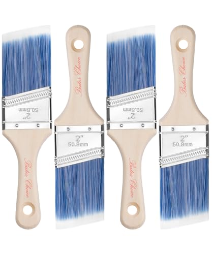 Bates- Stubby Angle Paint Brushes for Walls and Trim, 2", 4 pcs, Treated Wood Handle, 2 Inch Paint Brushes 2 Inch, Stainless Steel Ferrule - color: Wood Handle Angle, size: 4 Pack, 2", Short Length