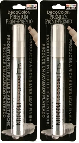 UCHIDA of America 350-CSLV DecoColor Premium 3 Way Chisel Point Pen, Silver (Pack of 2) - size: 1 Count (Pack of 2)