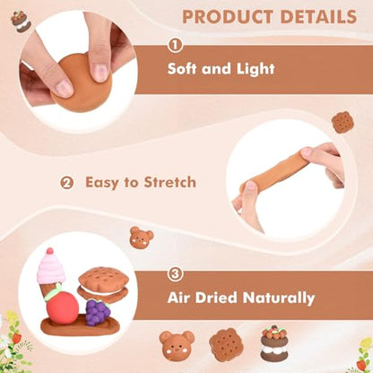 WinnerWhy 108 Pcs Air Dry Clay Bulk 38oz Air Dry Modeling Clay Soft DIY Ultra Light Modeling Clays Foam Magic Crafts for Sculpting Kids Gifts Party School Supplies for Crafts Artistic(Brown) - color: Light Brown