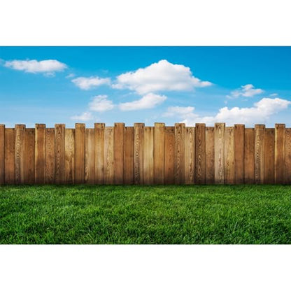 10x6.5ft Meadow Backdrop Wooden Fence Blue Sky Spring Scenery Outdoor Picnic Party Background Countryside Field Backdrop Nature Backdrops - size: 10x6.5ft